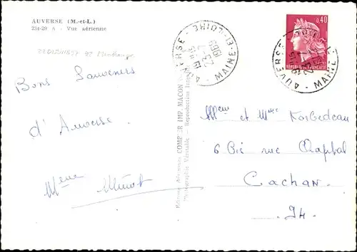 Ak Auverse Maine-et-Loire, Flugbild