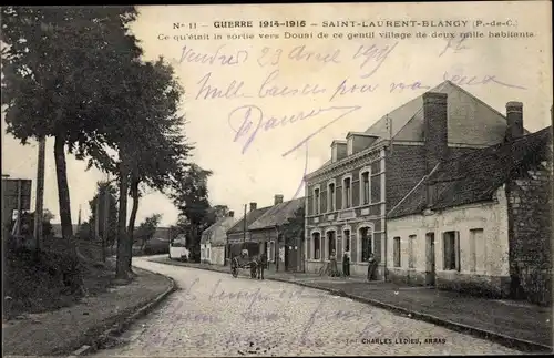 Ak Saint Laurent Blangy Pas de Calais, Ce qu'etait la sortie vers Douai de ce gentil village