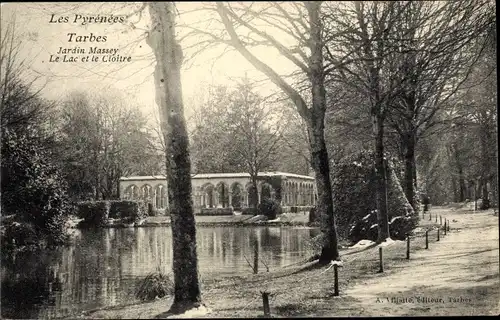 Ak Tarbes Hautes Pyrénées, Jardin Massey, Le Lac et le Cloitre