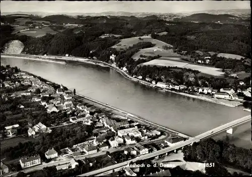 Ak Aschach an der Donau Oberösterreich, Panorama, Brücke