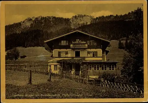 Ak Pfaffenschwendt Fieberbrunn in Tirol, Gasthaus Wieser mit Buchsteinwand