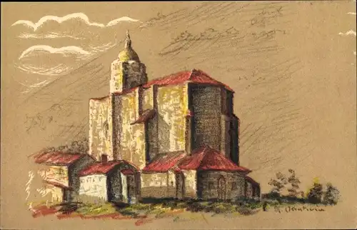 Künstler Ak Ontivia, O., Urnieta Baskenland, Iglesia parroquial de San Miguel