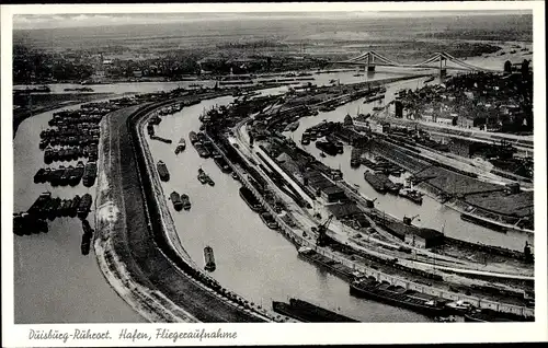 Ak Ruhrort Duisburg im Ruhrgebiet, Fliegeraufnahme vom Hafen