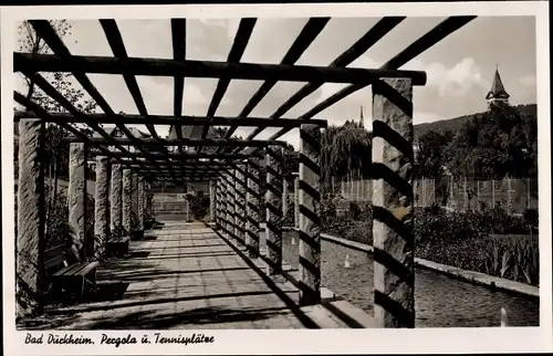 Ak Bad Dürkheim am Pfälzerwald, Pergola und Tennisplätze