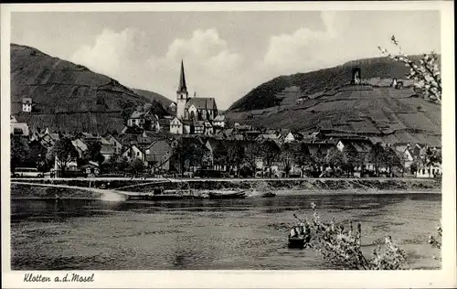 Ak Klotten an der Mosel, Teilansicht vom Wasser gesehen