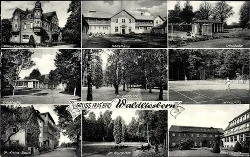 Ak Bad Waldliesborn Lippstadt in Westfalen, Trinkhalle, Badehaus, St. Annahaus, Kurpark, Haus Carola