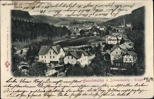 Ak Buschmühle Schmiedeberg Dippoldiswalde im Osterzgebirge, Teilansicht, Gasthof