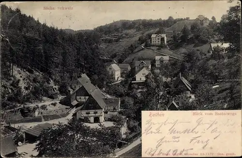 Ak Rathen an der Elbe Sächsische Schweiz, Blick vom Basteiweg