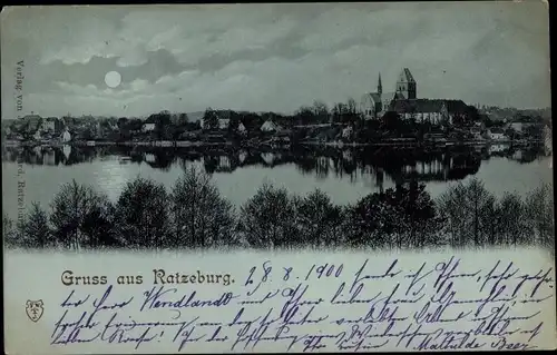 Mondschein Ak Ratzeburg in Schleswig Holstein, Panorama bei Nacht