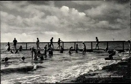 Ak Nordseebad Wremen Wurster Nordseeküste, Partie am Badestrand