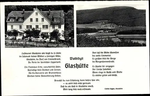Ak Glashütte Schieder Schwalenberg, Fremdenheim Lessmann Meier, Gedicht