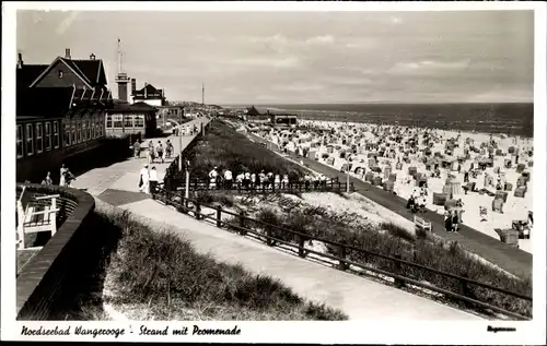 Ak Nordseebad Wangerooge in Ostfriesland, Strand mit Promenade