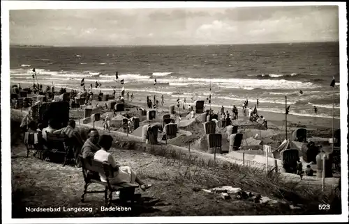 Ak Nordseebad Langeoog in Ostfriesland, Badeleben