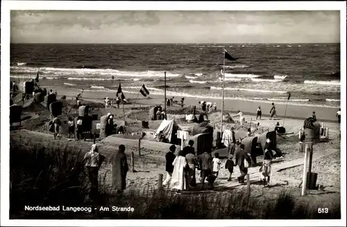 Ak Langeoog in Niedersachsen, Partie am Strand, Meer