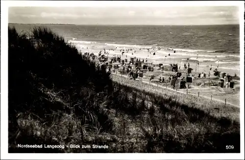 Ak Langeoog Ostfriesland, Blick von der Düne zum Strand