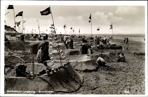 Ak Nordseebad Langeoog Ostfriesland, Strandleben, Sandburgen