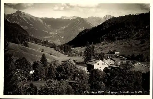 Ak Oberstdorf im Oberallgäu, Gasthof Rohrmoos gegen Nebelhorn