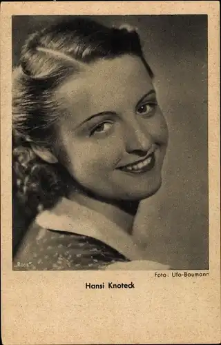 Ak Schauspielerin Hansi Knoteck, Portrait, Ross Verlag