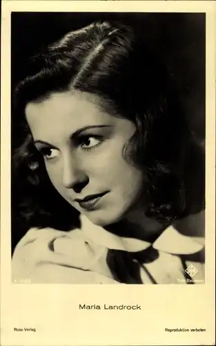 Ak Schauspielerin Maria Landrock, Portrait, UFA Film, Ross A 3209 2