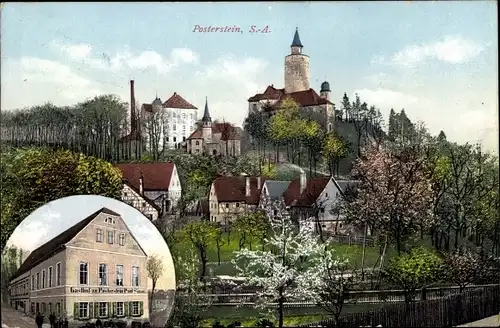 Ak Posterstein im Altenburger Land, Gasthof, Schloss, Teilansicht