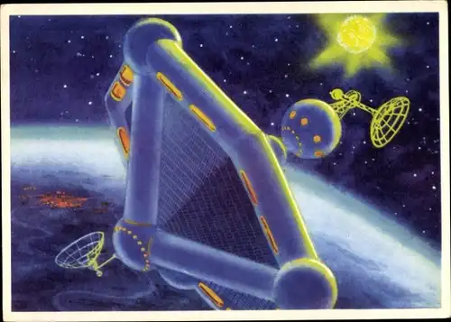 Künstler Ak Sokolov, A., Sowjetische Raumfahrt, Sputnik im Orbit