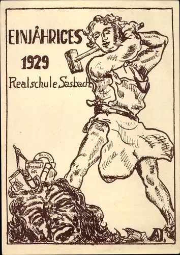 Studentika Ak Sasbach am Kaiserstuhl, Einjähriges der Realschule 1929