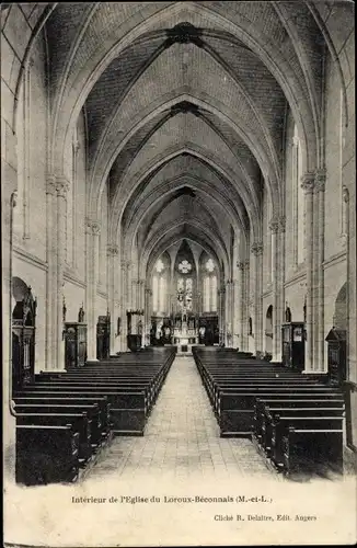 Ak Le Louroux Béconnais Maine et Loire, Interieur de l'Eglise