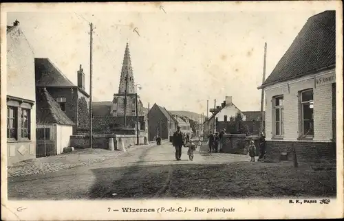 Ak Wizernes Pas de Calais, Rue principale