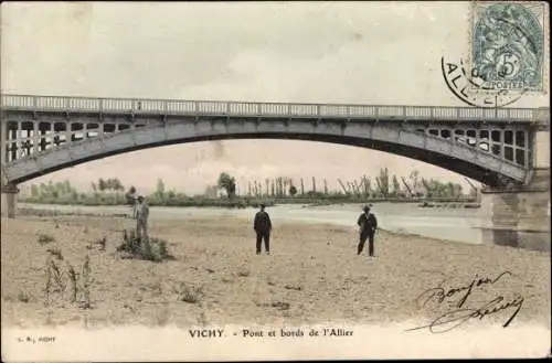 Ak Vichy Allier, Pont et bords de l'Allier