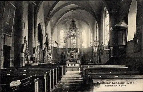 Ak Montigny Lencoup Seine et Marne, Interieur de l'Eglise