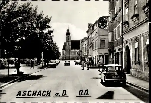 Ak Aschach an der Donau Oberösterreich, Straßenpartie, Autokennzeichen L79 838