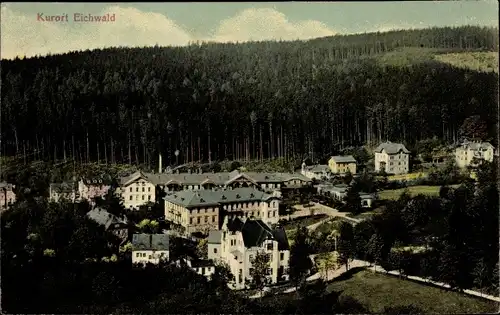 Ak Dubí Eichwald Region Aussig, Panorama der Ortschaft