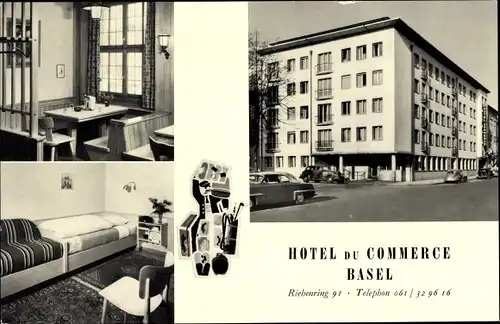 Ak Bâle Basel Stadt Schweiz, Hotel du Commerce, Riehenring 91
