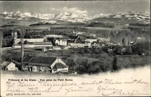 Ak Fribourg Freiburg Stadt Schweiz, Vue prise du Petit Rome