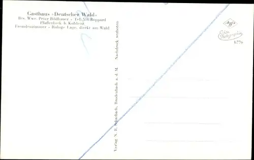 Ak Pfaffenheck Nörtershausen Rheinland Pfalz, Gasthaus Deutscher Wald