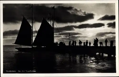 Ak Norderney in Ostfriesland, An der Segelbuhne, Abendstimmung