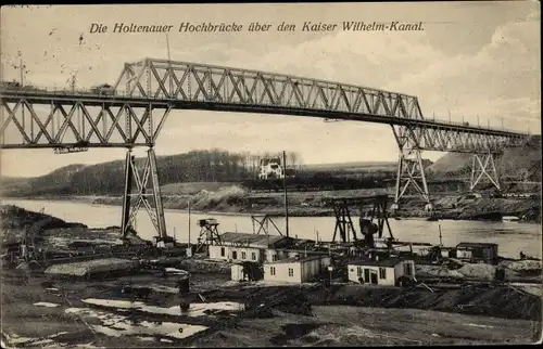 Ak Kiel in Schleswig Holstein, Holtenauer Brücke über den Kaiser Wilhelm Denkmal, Schiffskran