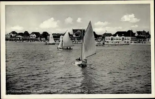 Ak Ostseebad Dahme in Holstein, Segelpartie, Strand