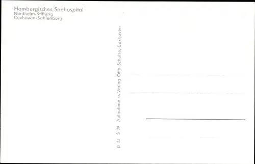 Ak Sahlenburg Cuxhaven in Niedersachsen, Hamburgisches Seehospital, Nordheim Stiftung