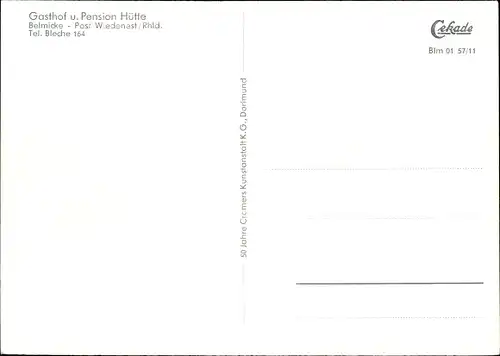 Ak Belmicke Bergneustadt Westfalen, Gasthof und Pension Hütte, Innenansicht
