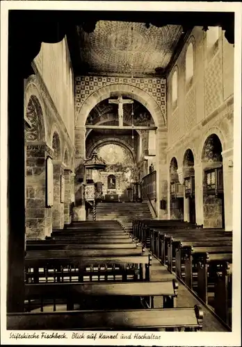 Ak Fischbeck Hessisch Oldendorf an der Weser, Stiftskirche, Blick zum Hochaltar