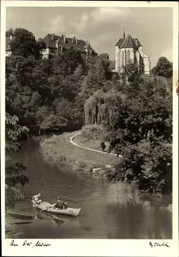 Ak Backnang an der Murr, Ruderboot, Park, Kirche, Fotograf Teschke