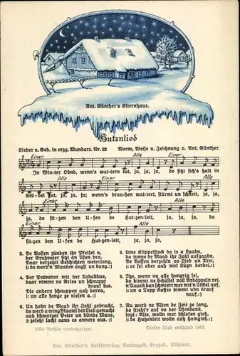 Lied Ak Anton Günther, Butznlied, A. Günthers Elternhaus im Winter, Mundart Nr 22