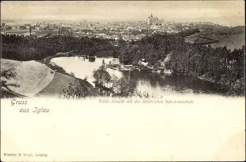 Ak Jihlava Iglau Region Hochland, Panorama, Städtische Schwimmschule