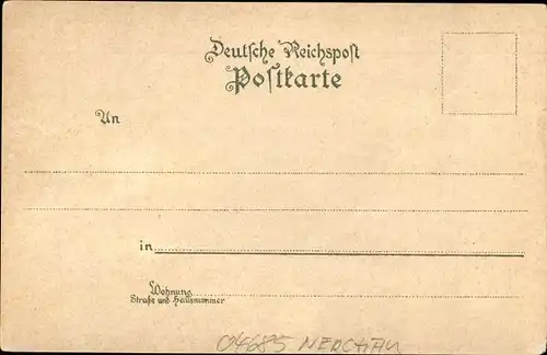 Litho Nerchau Grimma in Sachsen, Panorama vom Ort, Kirche, Villa Hessel, Beamtenschule, Farbenfabrik