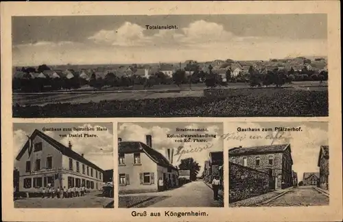 Ak Köngernheim in Rheinhessen, Kolonialwarenhandlung, Gasthaus zum Deutschen Hause, Pfälzerhof