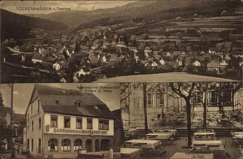 Ak Vockenhausen Eppstein im Taunus, Gasthaus zum Nassauer Hof, Blick auf den Ort