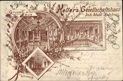 Litho Berlin Kreuzberg, Kellers Gesellschaftshaus, Inh. Wald. Melchert, Bergstraße 68