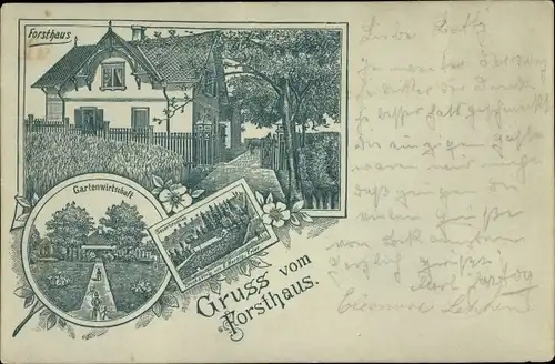 Litho Trier in Rheinland Pfalz, Gasthaus Forsthaus, Gartenwirtschaft