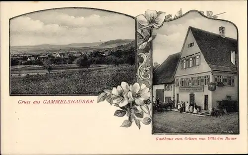 Ak Gammelshausen in Baden Württemberg, Gasthaus zum Ochsen, Totalansicht, Inh. Wilhelm Bauer